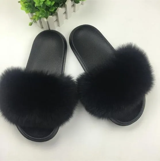 Raccoon Fur Flip Flops