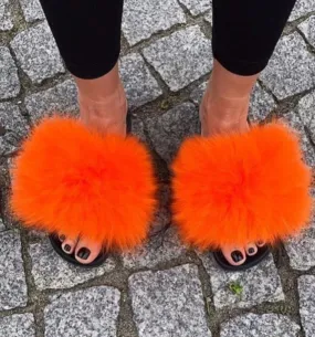 Raccoon Fur Flip Flops