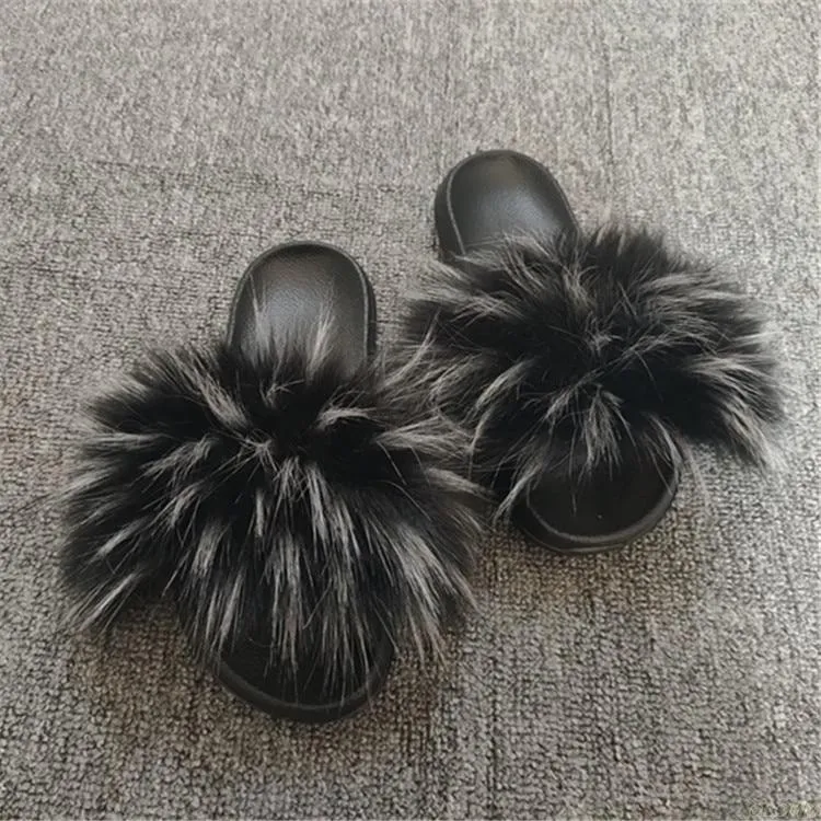 Raccoon Fur Flip Flops