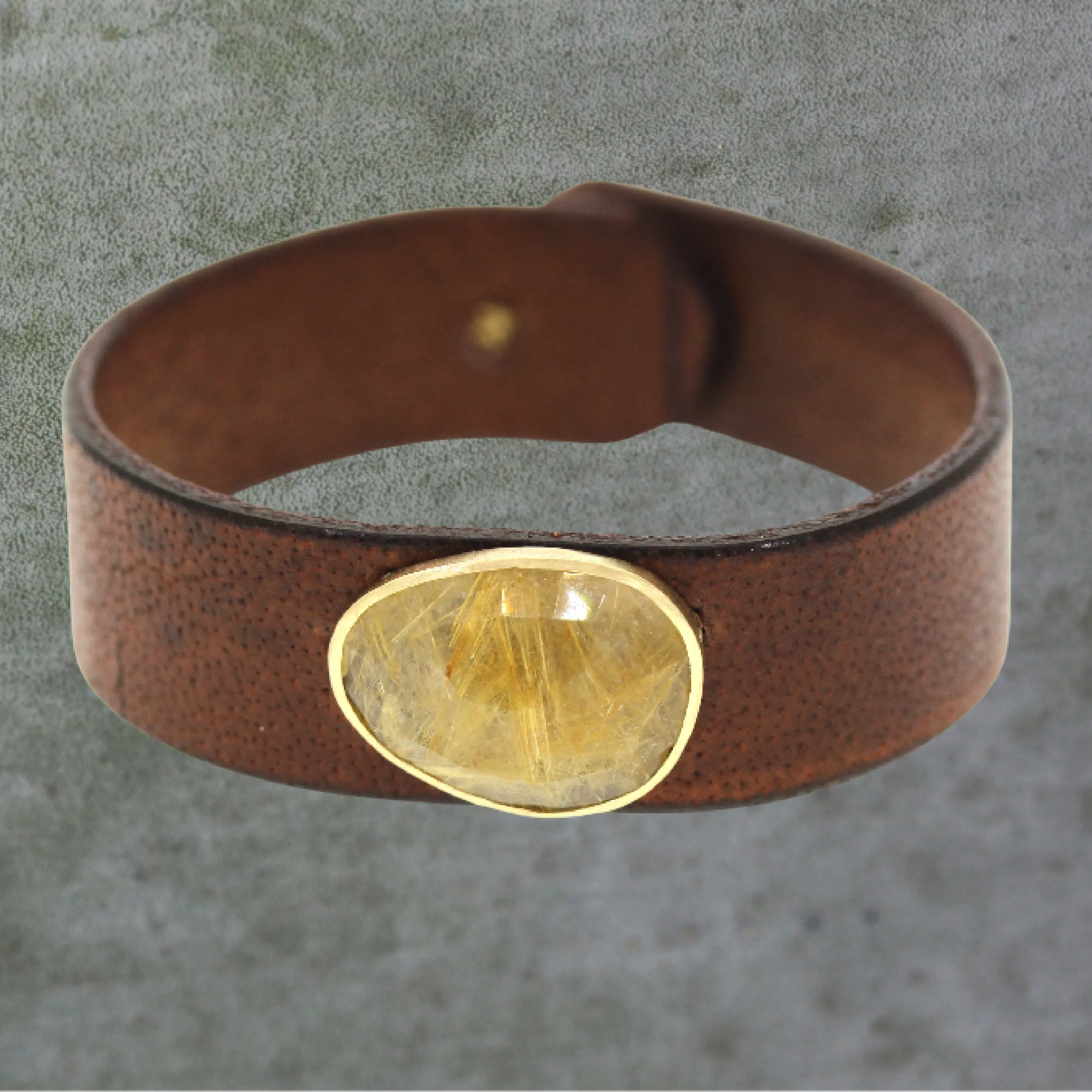 Rutilated Quartz Leather Bracelet