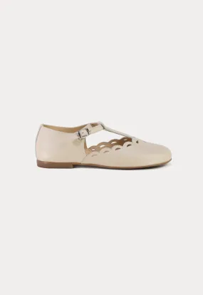 Scalloped T-Bar Flat Shoes