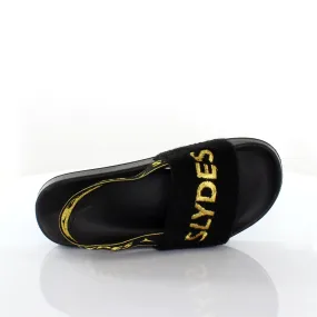 Slydes Coin Womens Slip On Back Strap Flip Flop Sliders Sandals SS20 Black Gold