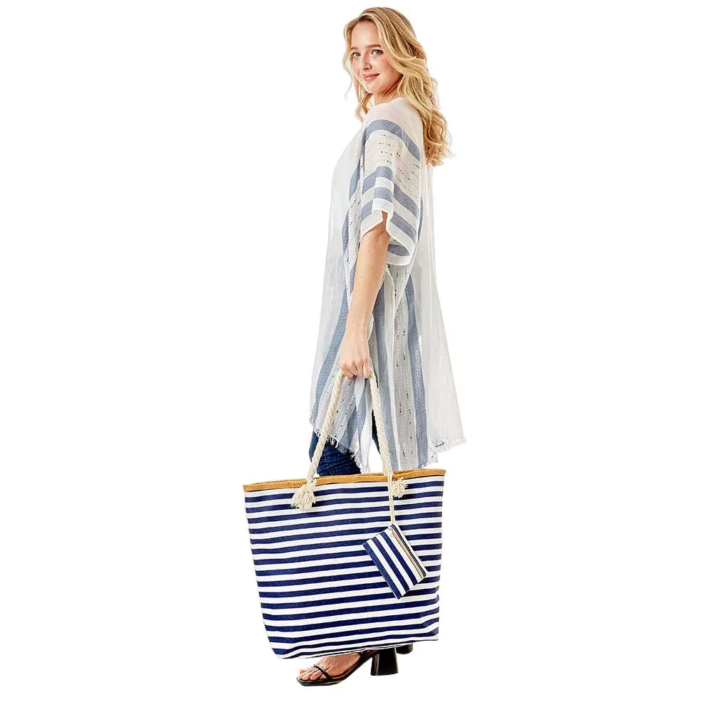 Stripe Print Beach Tote Bag