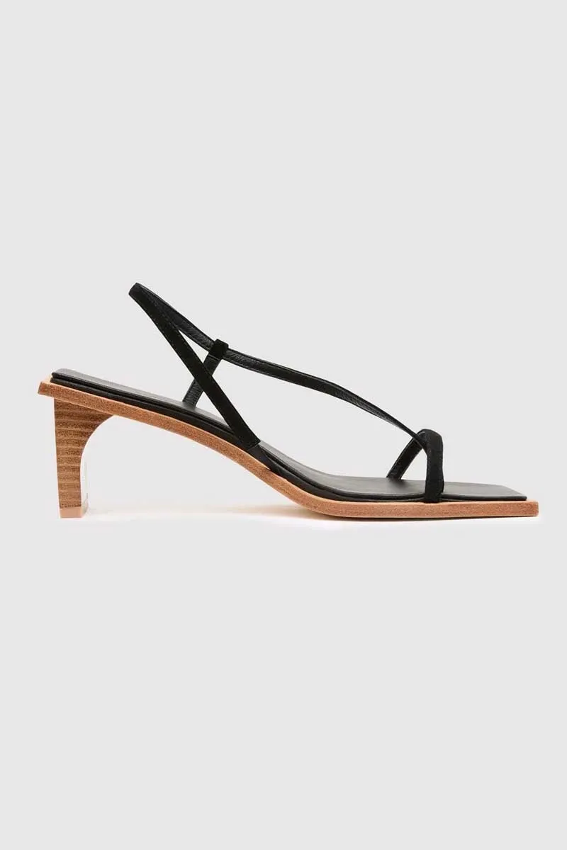 SUEDE STRAP HEEL-BLACK