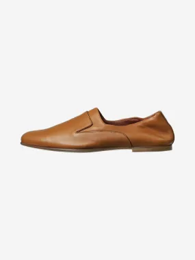 Tan leather flat shoes - size EU 37