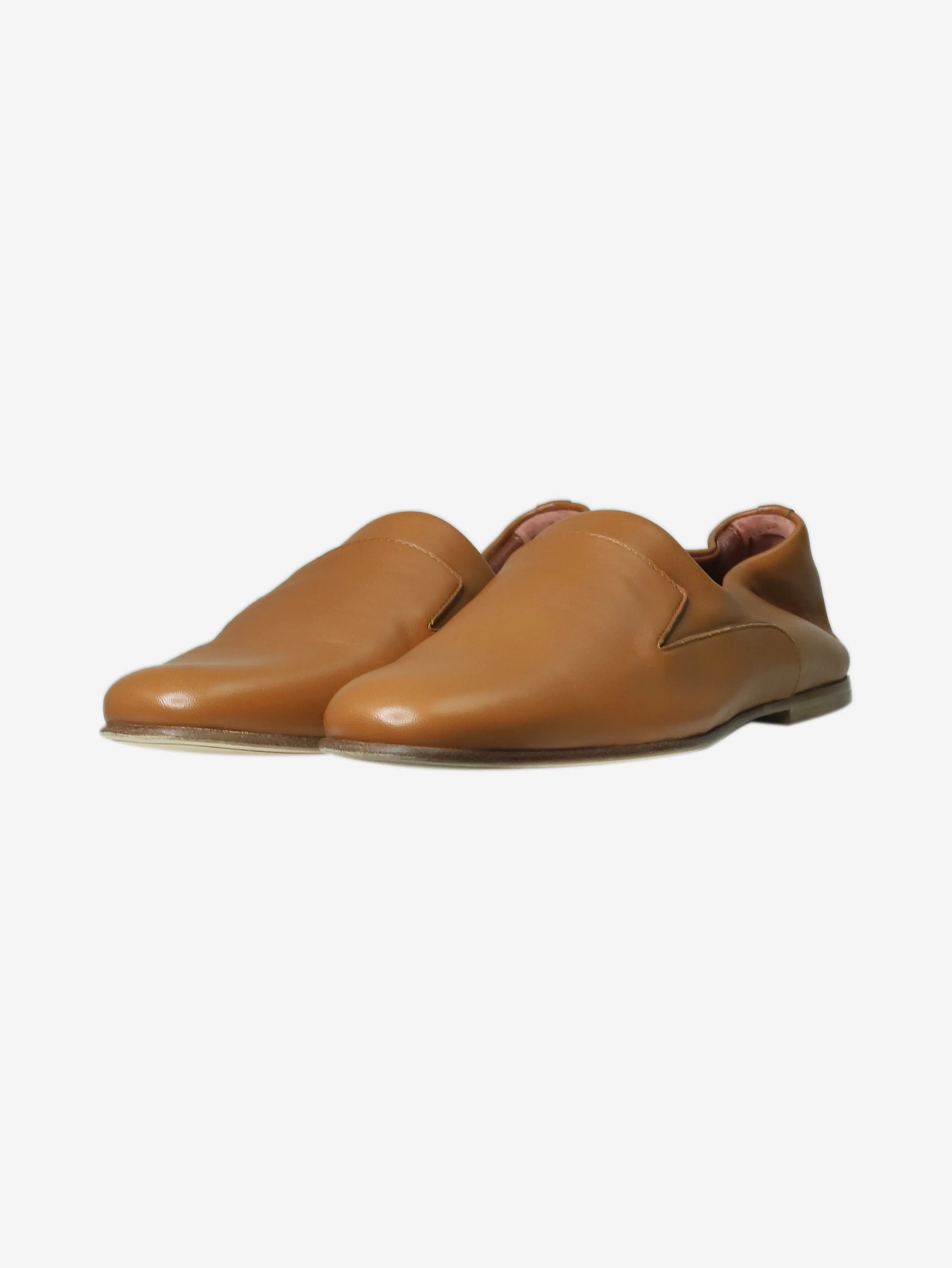 Tan leather flat shoes - size EU 37