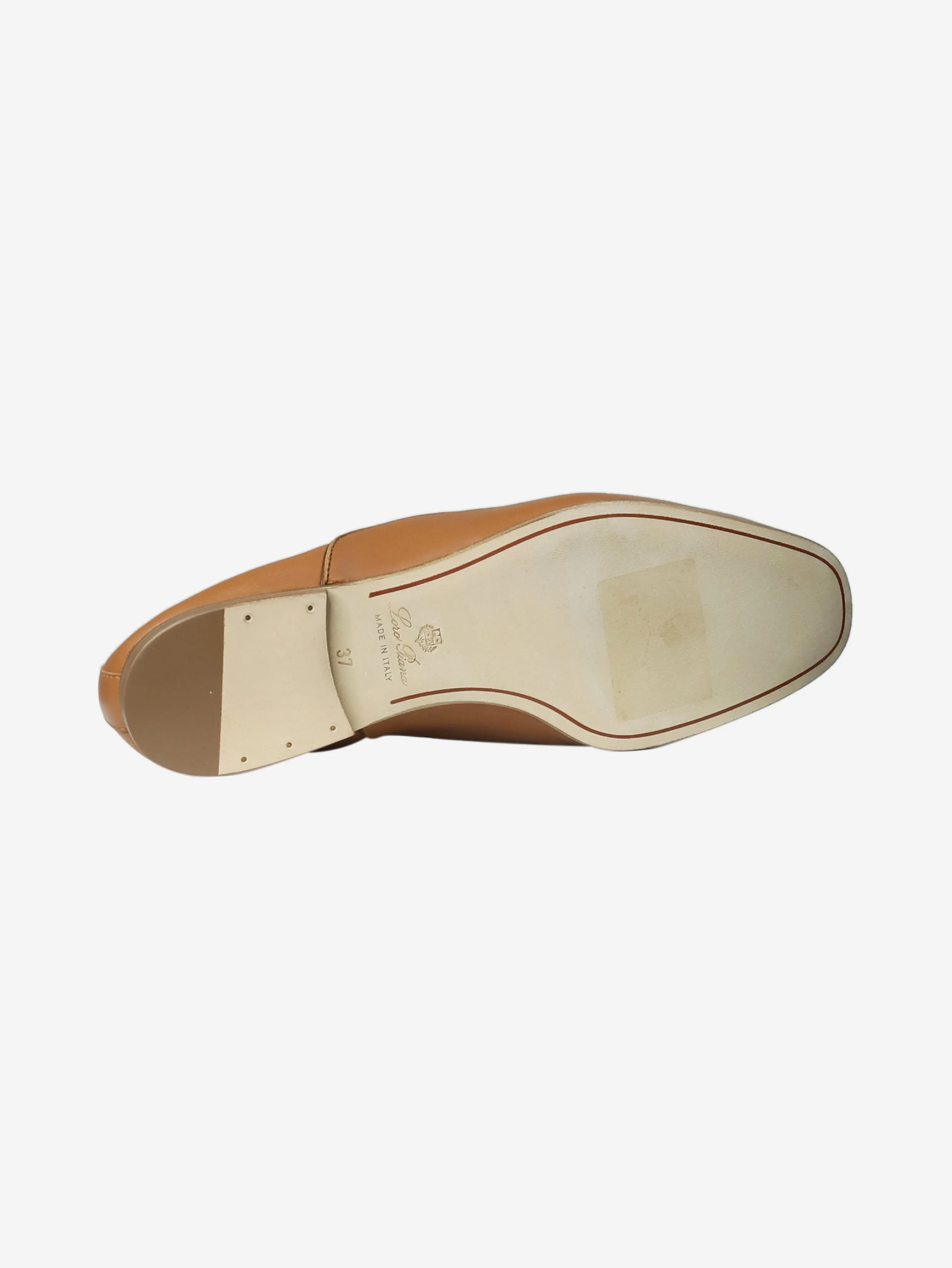 Tan leather flat shoes - size EU 37