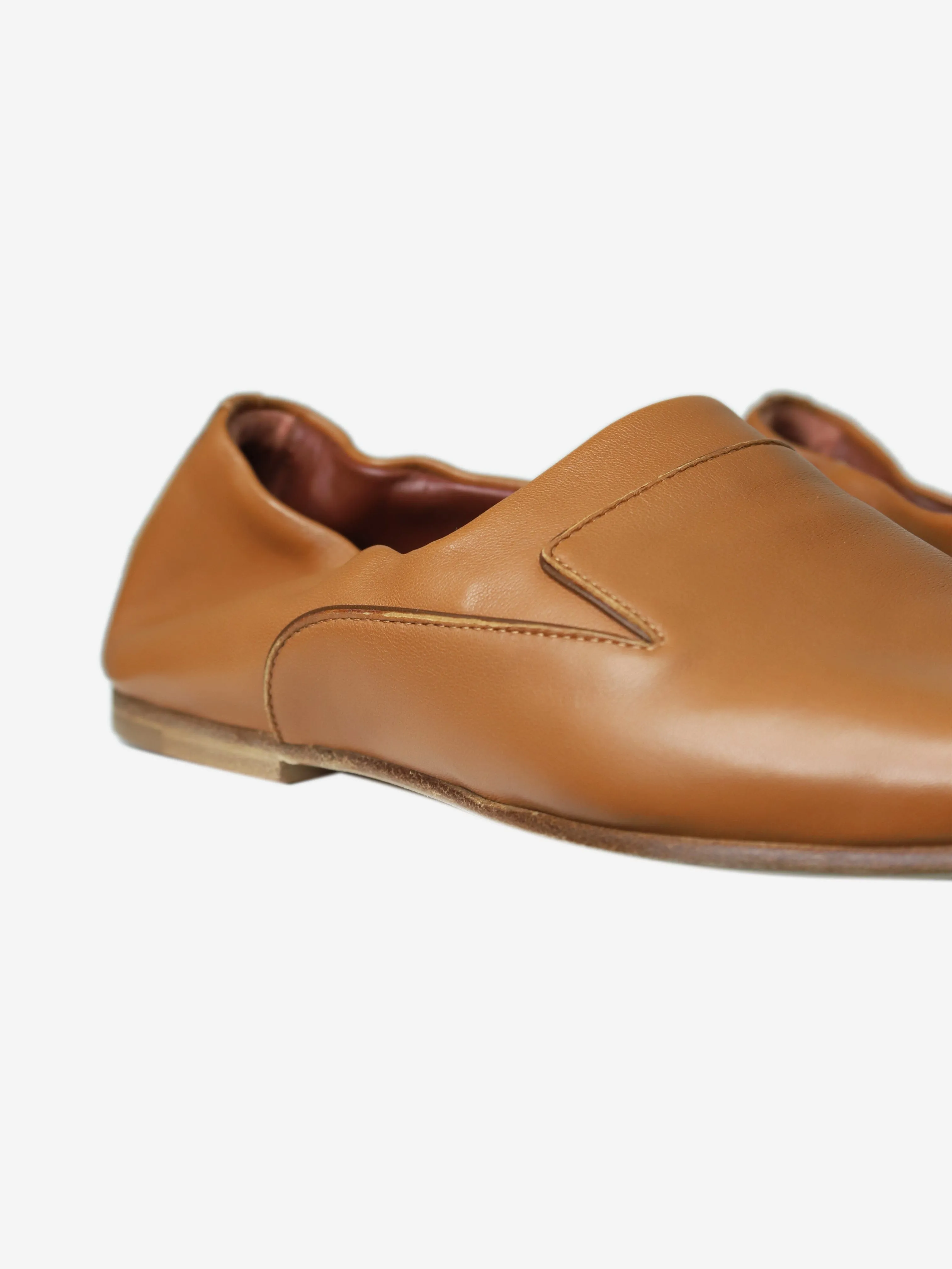 Tan leather flat shoes - size EU 37