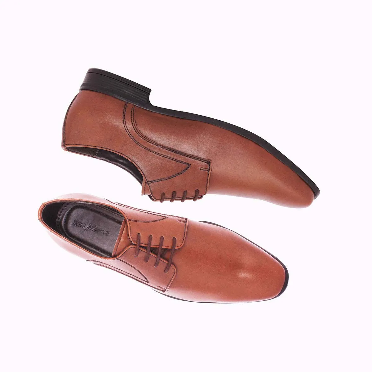 Tan Patent Derby Shoes