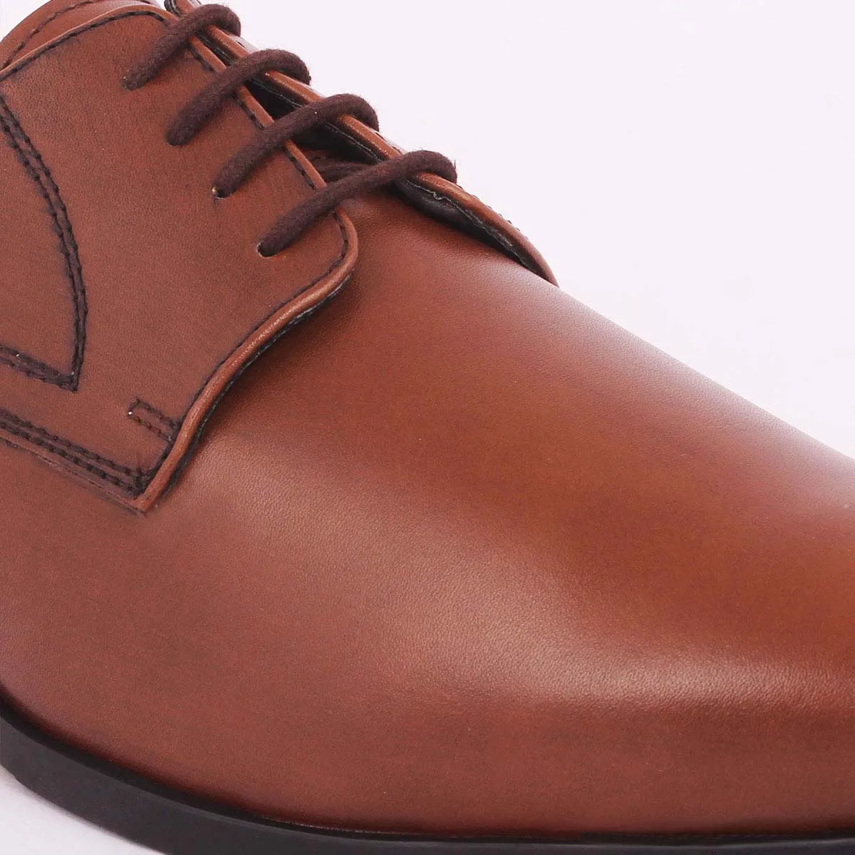 Tan Patent Derby Shoes