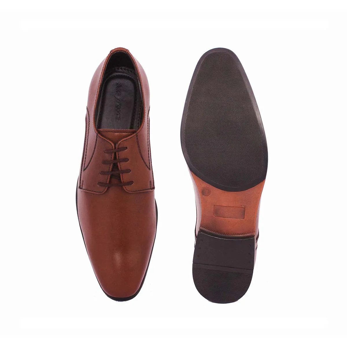 Tan Patent Derby Shoes