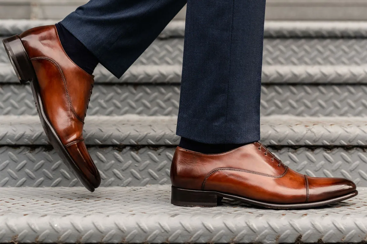 The Cagney II Stitched Cap-Toe Oxford - Brown