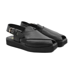 Trikala - Men's Black Pebble Grain Sandal