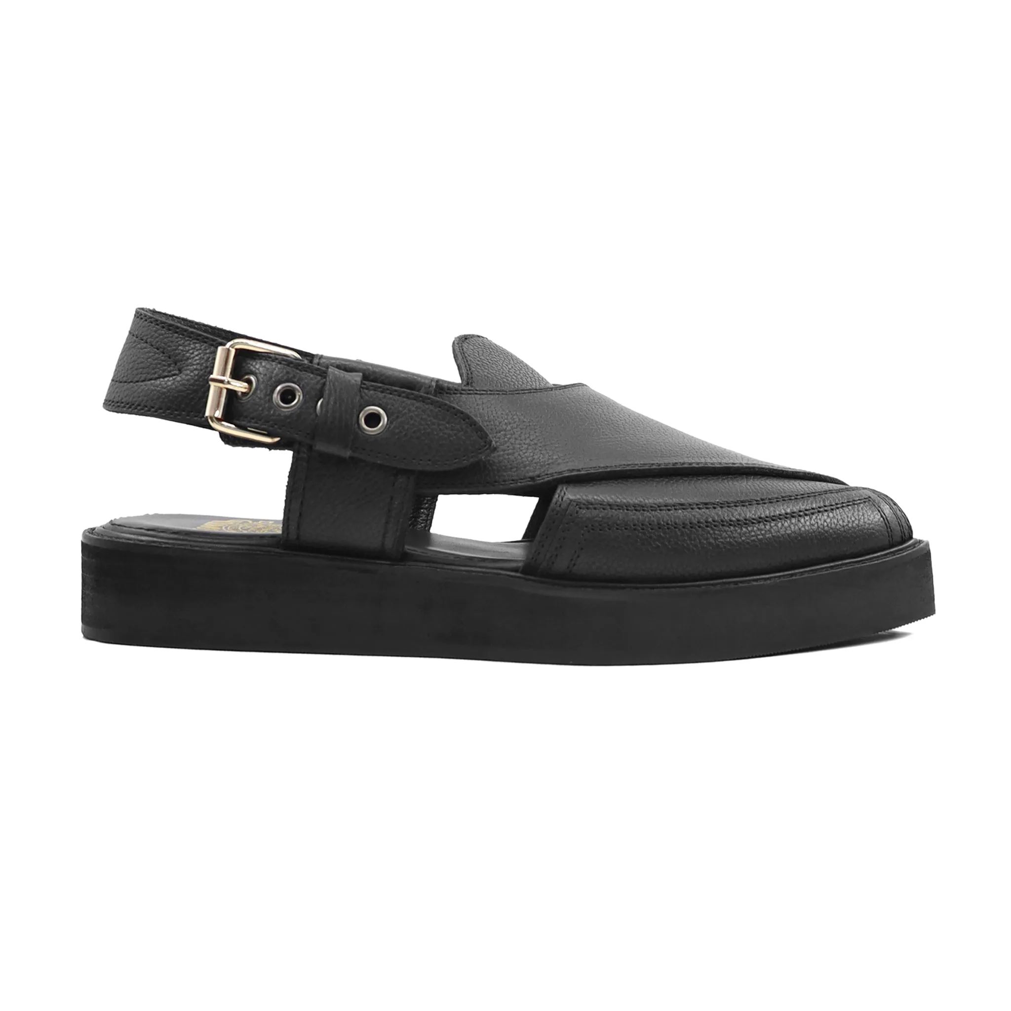 Trikala - Men's Black Pebble Grain Sandal