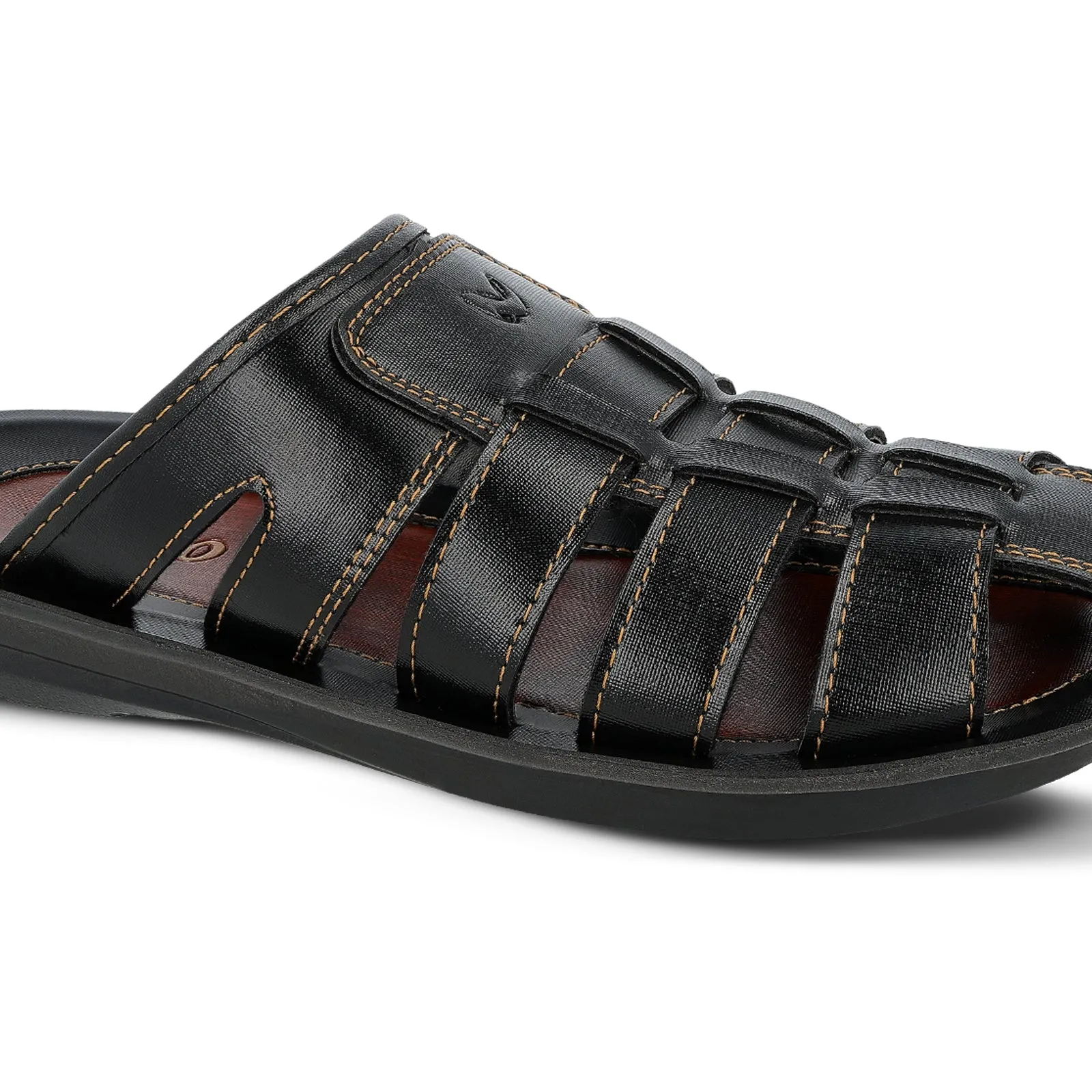 Walkaroo Men Fishermen Cut Slide Sandals  - WG5306 Black