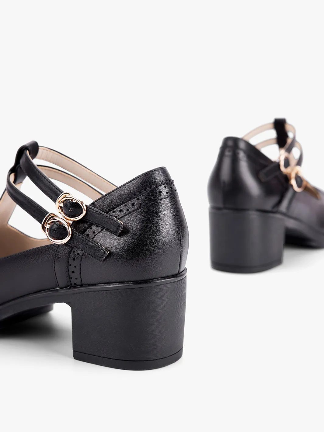 Women‘s Classic T-Strap Leather Shoes