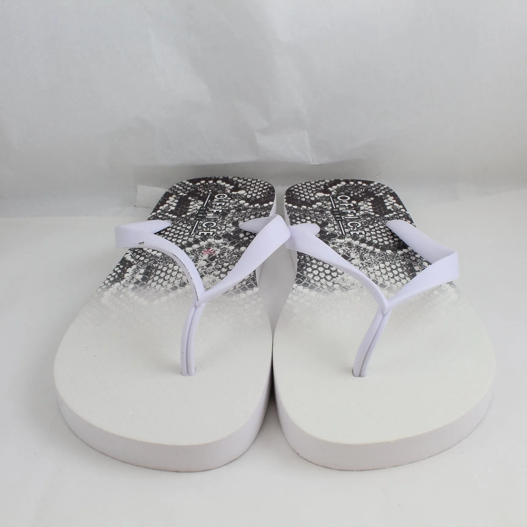 Womens Office Seaside Ombre Toe Post Sandal White Snake