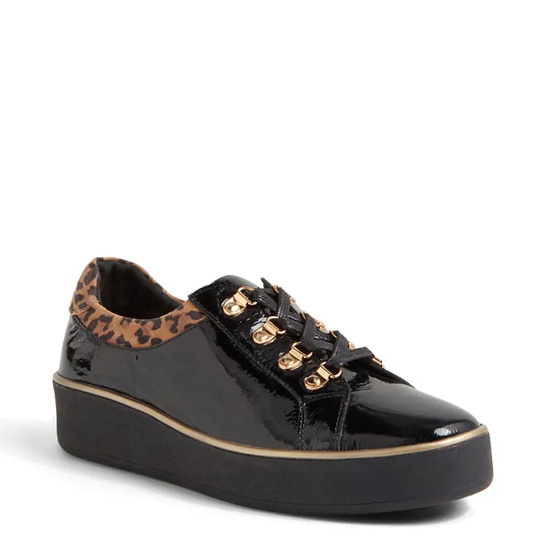 ZABBEY - BLACK-TAN LEOPARD PATENT SUEDE